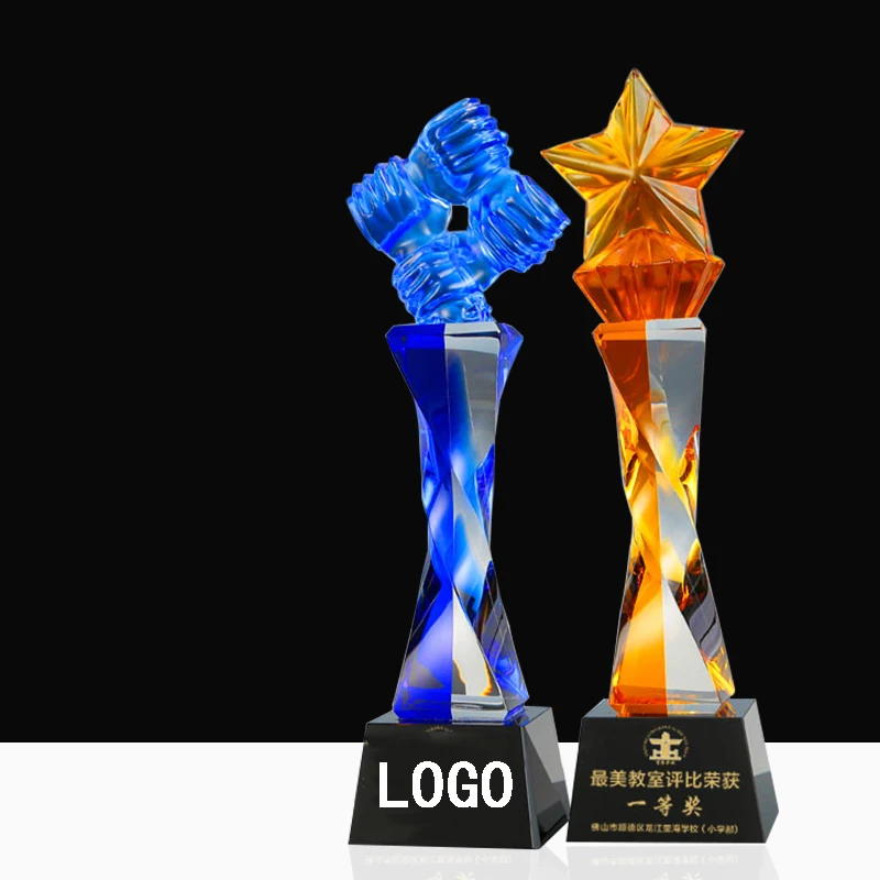 

Custom Coloured Glaze Cup Custom Year-end Recognition Event Luxury Crystal Trophy Award Outstanding Employees Organic Material