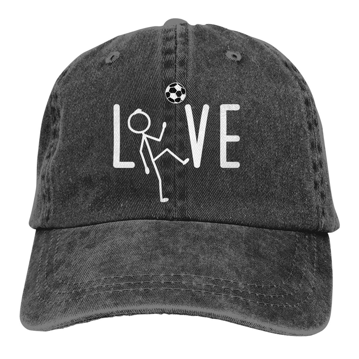 Любовь Футбол Casquette черный унисекс Мужские Женские деним Strapback бейсболка Регулируемая Гольф папа шляпа