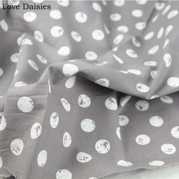 

100%Cotton Plain GRAY White Big Dot Round Fabric for Spring Apparel Tablecloth Blouse Shirt Dress Patchwork Craft Textile Tissue