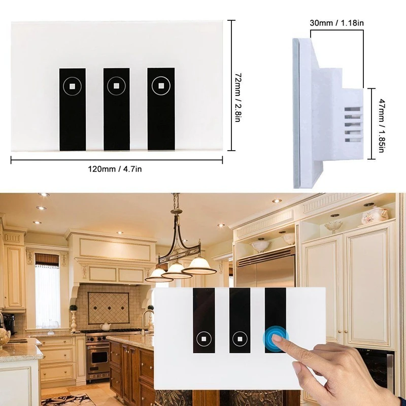 New WiFi Smart Alexa Light Switch, 3 Gang Touch Wall Plate Light Switch Panel