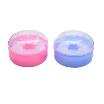 

2pcs Fluffy Body Powder Case Talcum Powder Puff Container Box for Baby Infant Newborn (Pink, Blue Each Color has 1pcs)