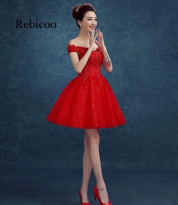 Красные вечерние платья A-line robe de soiree Короткие Платья vestidos de festa