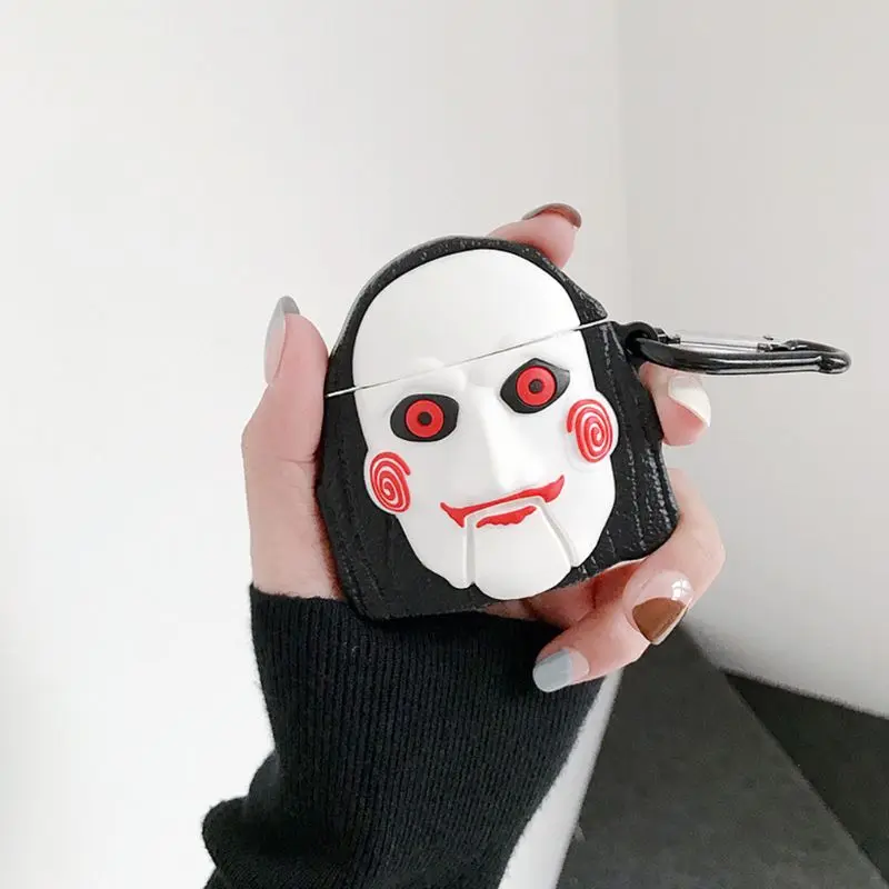 Силиконовый защитный чехол страшная маска с карабином для Airpods 1/2 X3UB