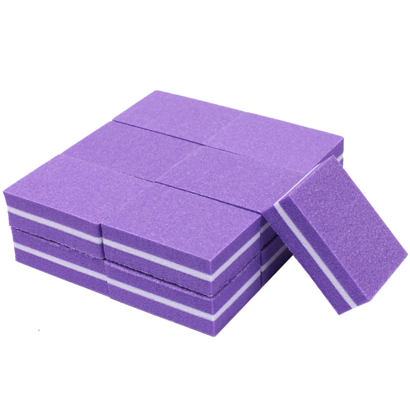 Purple 100 шт Мини пилочка для ногтей 100/180 одноразовая губка для маникюра женский Маникюрный Инструмент для накладывания лака для ногтей УФ-гель Lime a Ongle - Цвет: Purple