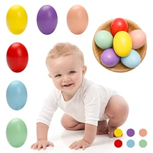 

Colorful Wooden Egg Toys DIY Easter Eggs Simulation Eggs Kitchen Toys Pretend Play Art Craft Kids Toy Education Toy 4.4*6cm