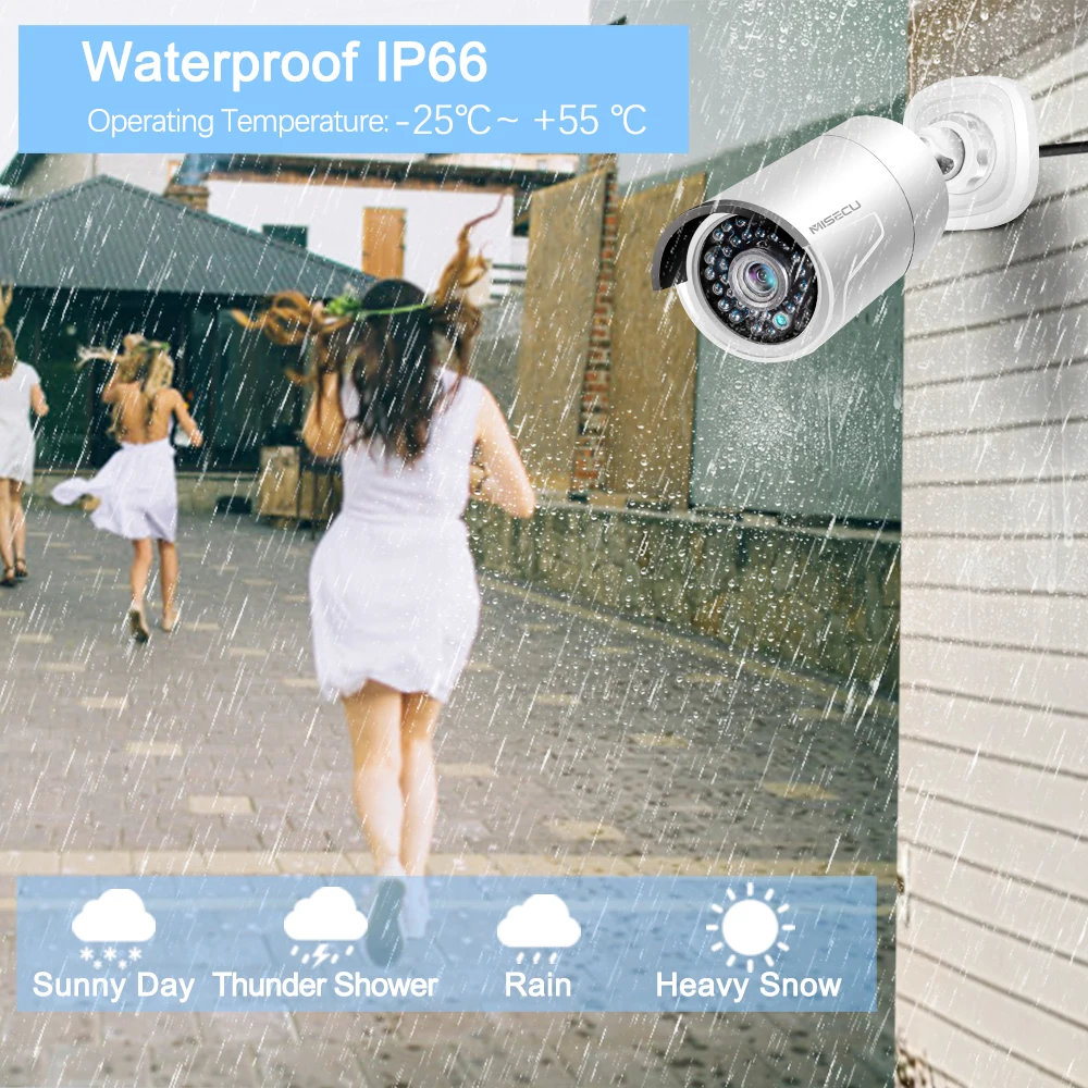 MISECU H.265 48 V 8CH POE IP CCTV Системы 4.0MP Пуля камера безопасности Аудио запись Outdoort