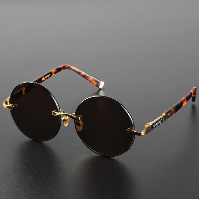Vazrobe Occhiali Da Sole di Vetro Delle Donne di Sesso Maschile Senza  Montatura Occhiali Rotondi Uomini di Pietra Shades Donna Oversize Oro  Cornice Marrone Lente di Cristallo|Men's Sunglasses| - AliExpress