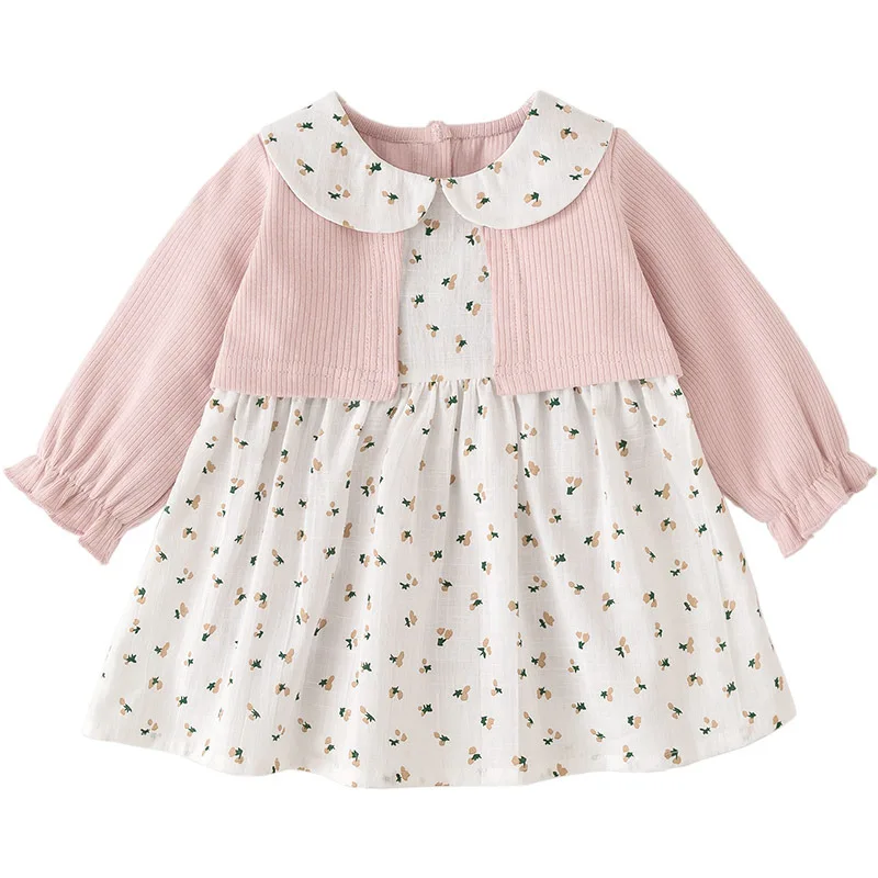 

Girls Dress Peter Pan Collar Print Princess Girls Dresses Autumn Clothes For Kids Costume Girls Casual Wear 0-5Y