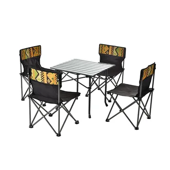 

Set 5pcs Outdoor Folding Table And Chair Set Portable Storage Beach Table And Chair Car Picnic Table And Chair