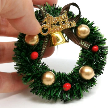 

5 Pc/Set Scale Dollhouse Mini Miniature Christmas Wreath Garland Christmas Ornaments Mini Decoration