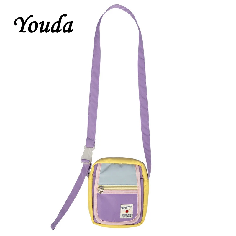 

Youda Original Design Stitching Color Simple Canvas Bag Fashion Lady Cute Style Shoulder Bags Portable Mobile Phone Pouch