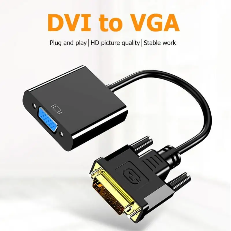 DVI штекер VGA Женский Кабель-адаптер ABS пластик 25 контактный диск-бесплатно HD 1080P конвертер электронные аксессуары для ПК HDTV новейшие
