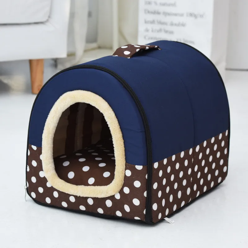 Pet Bed Brown Stripes House For Dog Sleeping Sofa Bed Removable Cushion Pet Beds Dogs Puppy Beds Foldable Mat For Dog House