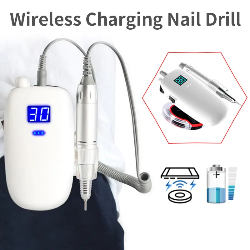 

Portable Rechargeable Nail Drill Machine 24W 30000RPM Manicure Machine Electric Nail File Nail Art Tools Set for Nail Drill bits