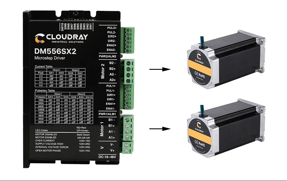 Gravação, Controlador CNC, Nema 23 24, DM556SX2, 5.6A, 24 ~ 48V DC, 2 peças