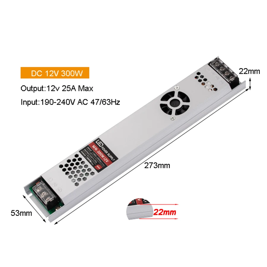 AC 190-240V DC 12V 25A трансформатор освещения 300W12V Универсальный адаптер питания импульсный источник питания светодиодный драйвер