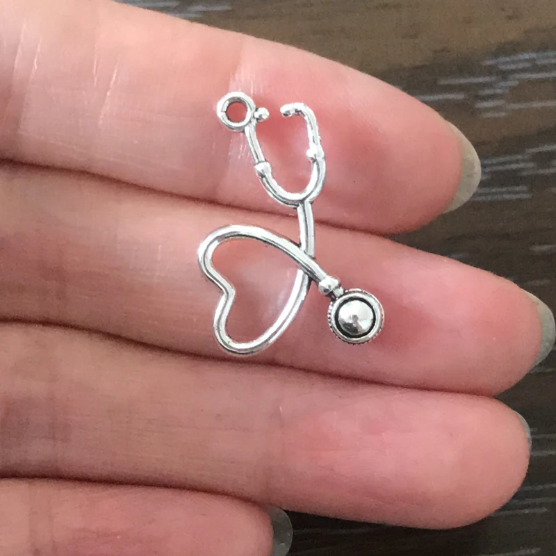 20PCS DIY Both Sides Nurse Medical Stethoscope Charms Zinc Alloy
