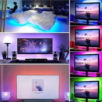 

5V 1-5M Nonwaterproof RGB 5050/2835 SMD Led Strip Can Change Color For TV Background Lighting With USB IR Controller mini 3 key
