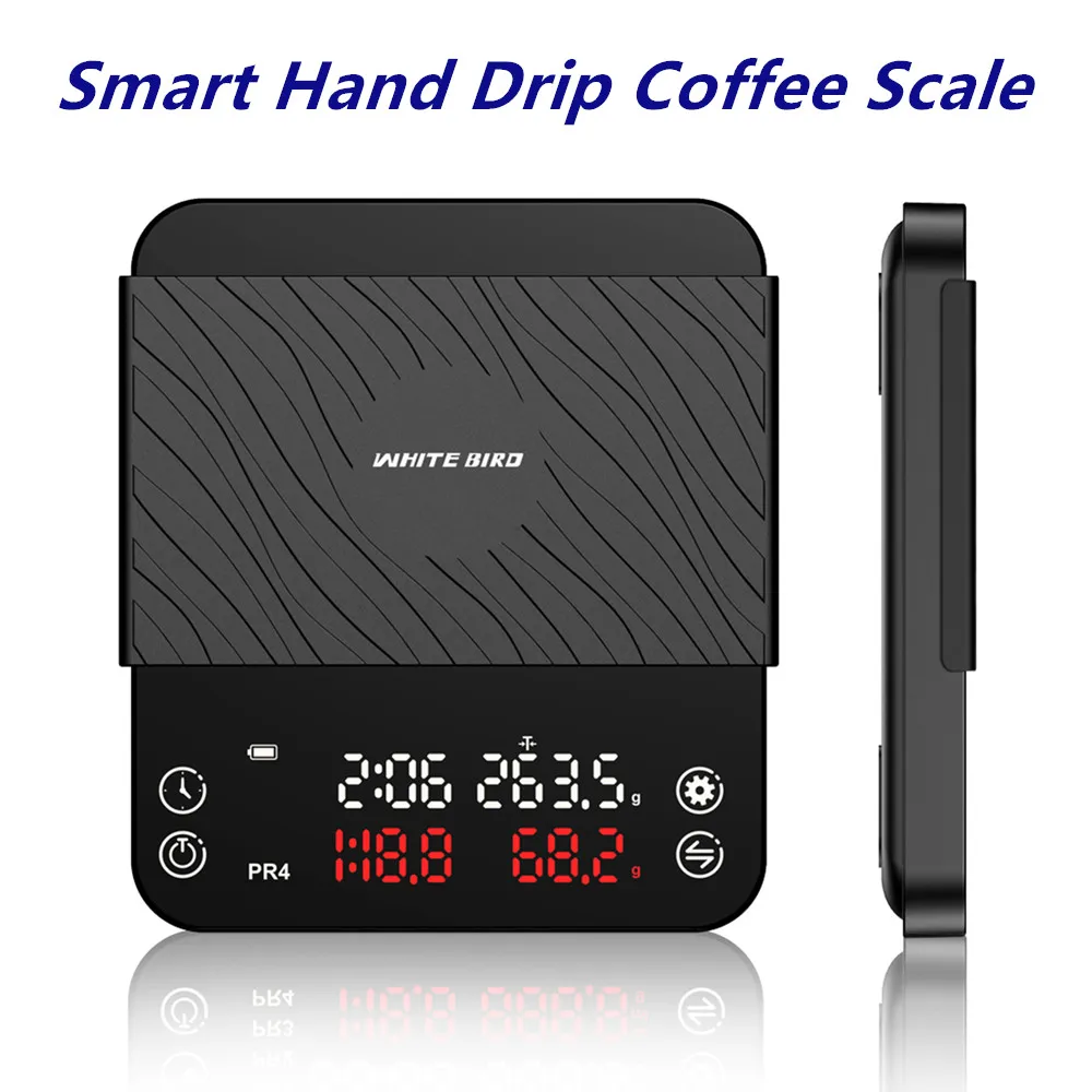 

2kg 0.1g Smart Drip Coffee Scale Timer Pour Coffee Electronic Kitchen Scale Double-row Display with USB Chargin