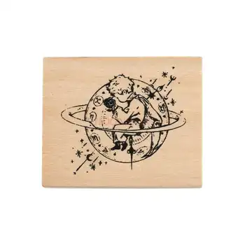 

Wooden Seal Fox Planet Girl Heart Hand Book Decoration Tool Seal