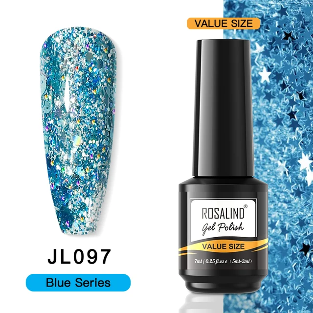 ROSALIND 7ml Gel Polish Semi Permanent Nails Gel Polish Soak Off UV LED Base Top Coat Vernis Nail Art Glitter Gel Varnish RAI-JL097