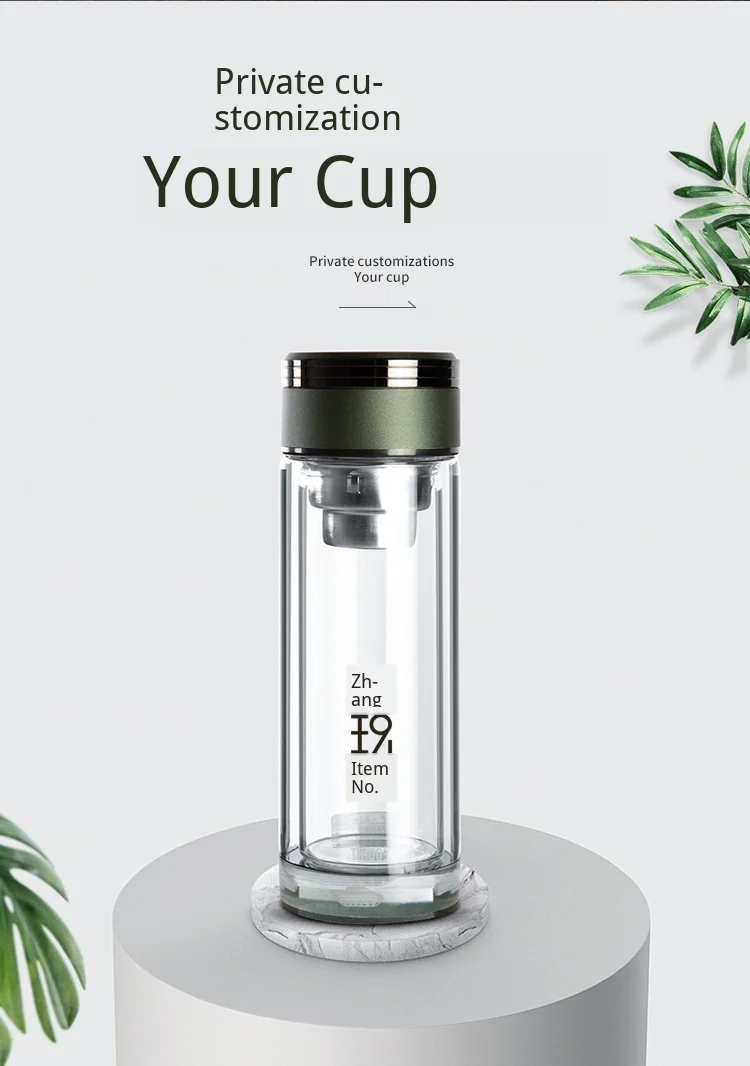 Service Top Grade Glass Customizable Logo Advertising Cup Transparent Borosilicate Double Layer Glass Cup