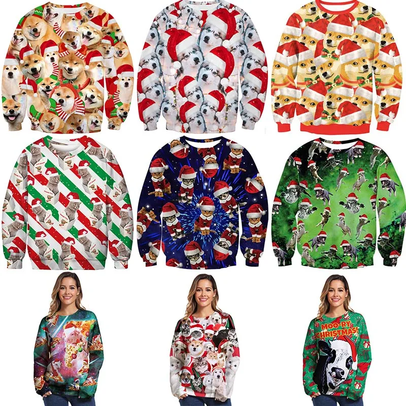 Уродливый Рождественский свитер для праздников с принтом Санта-эльфа; Новинка; Осенняя Женская и Мужская одежда для рождественских праздников; Забавный свитер унисекс