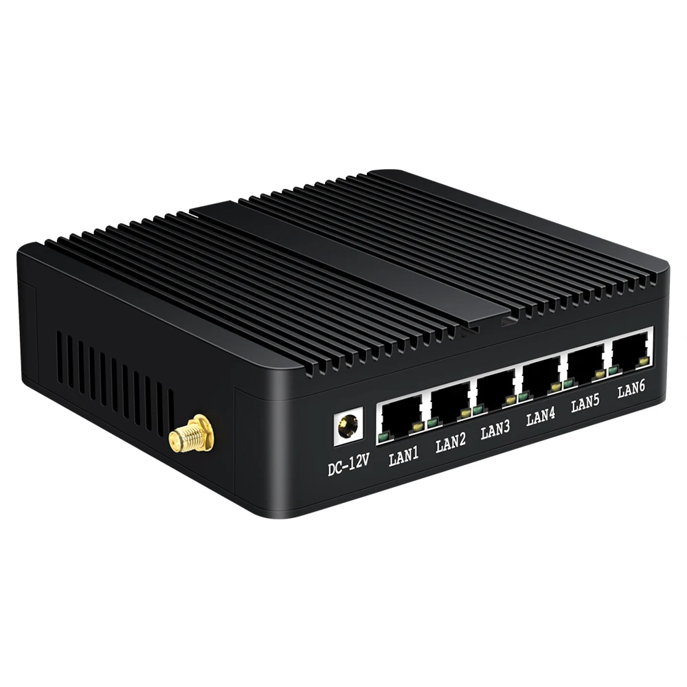 Сетевой экран мини ПК Intel Celeron J1900 6 LAN Intel 211AT Gigabit Ethernet RJ45 Консоль 2* USB HDMI WiFi Запуск Pfsense Windows Linux