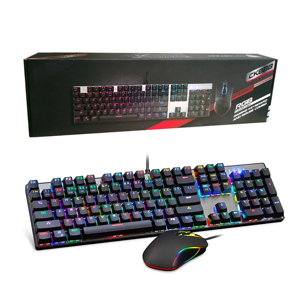 Ck888 Gaming Mechanical Keyboard Mouse Usb Wired Mechanical Keyboard Mouse Set With Rgb Led Backlight Adjustable Dpi Gaming Part