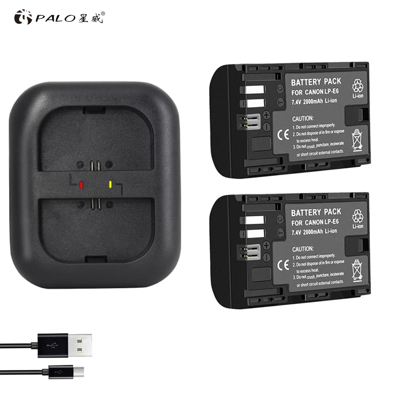 PALO LP E6 LPE6 Аккумулятор для камеры Canon 5D Mark II III 7D 60D EOS 6D 70D 80D Аксессуары + зарядное
