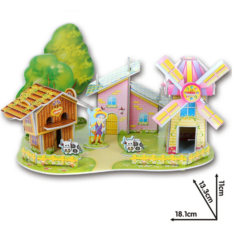 Детская 3D головоломка модель игрушки пейзаж сборка дом ручной работы модель игры Детская бумага Волшебная вставка строительный блок головоломка подарок