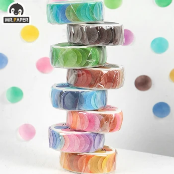 Mr.Paper 14*14mm Hard Candy Dot Color Washi Bullet Journaling Writing Washi Tape Deco Gift Label Ins Masking Tapes Easy to Tear 2