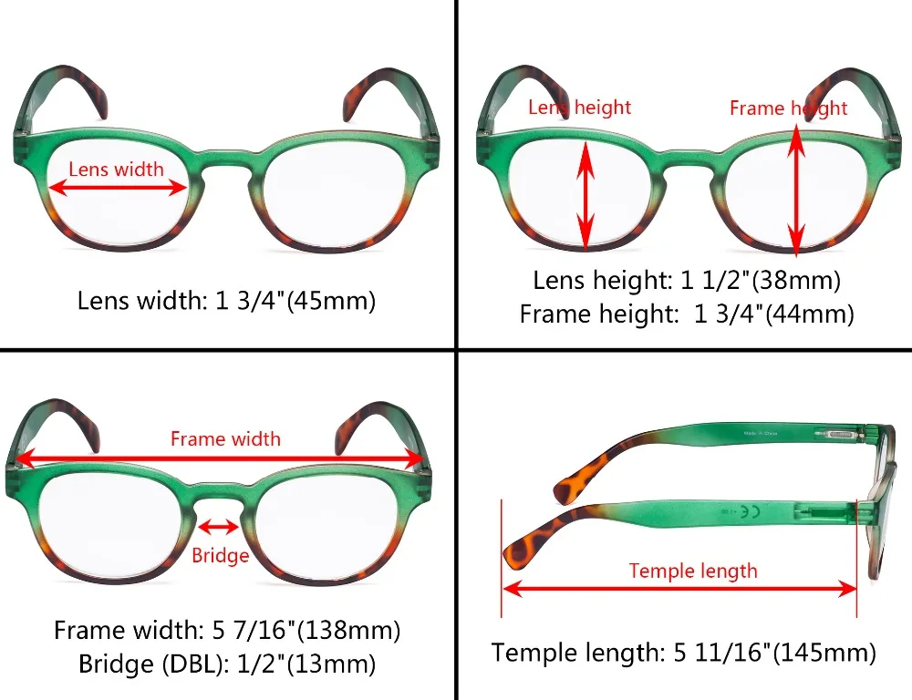 R124D Eyekepper, 4 упаковки, женские очки для чтения-ретро очки для чтения для женщин