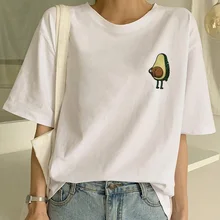 Летняя новая трендовая одежда женская повседневная футболка с круглым вырезом и принтом авокадо Ins модные забавные футболки Haut Femme harajuku kawaii