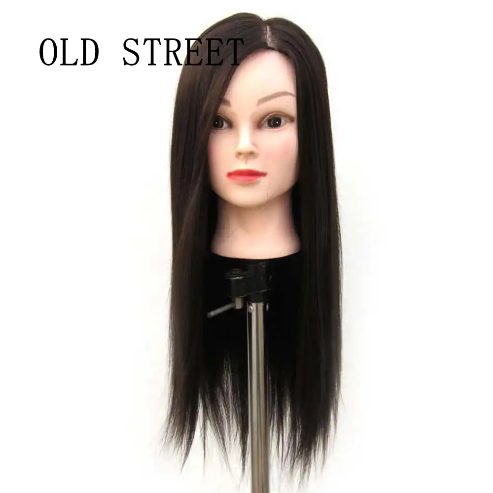 60 Sm Professionalnaya Uchebnaya Golovka S Sinteticheskimi Volosami Chernyj Korichnevyj Maneken Dlya Pricheski Model Golovy Dlya Parikmaherskih S Zazhimom Aliekspress