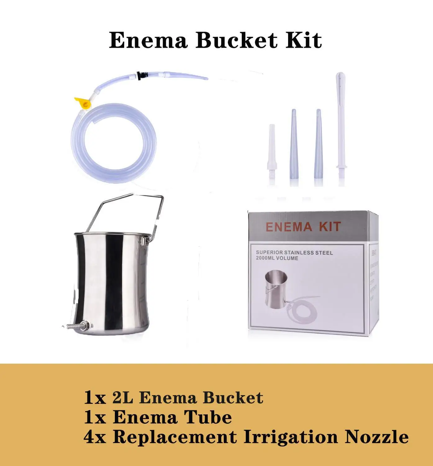 Enema Bucket set 2L Нетоксичная клизма набор ведер из нержавеющей стали для очищения толстой кишки многоразовые Медицинские силиконовые трубки для кофе детоксикации женской гигиены - Цвет: Enema Bucket set