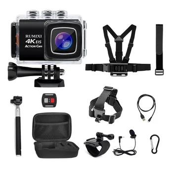 

4K Sport Action camera with EIS Function WiFi 170D Waterproof 30M Remote Controller External Mic Video Record Camera Accessories