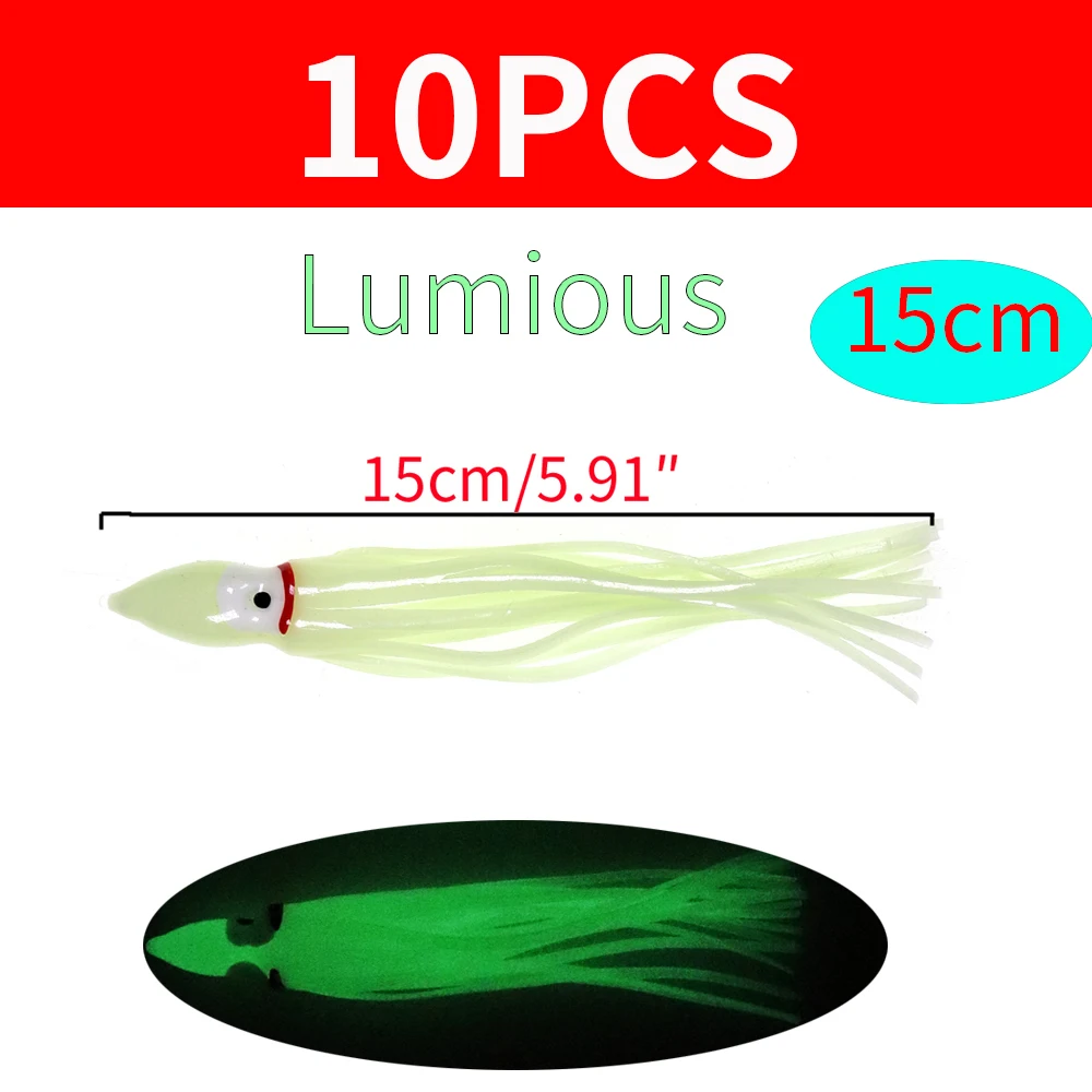 15-Pack Squid Skirt Trolling Lures – 18cm Soft Octopus Bait For Saltwater Fishing – Assorted Colors - View #7