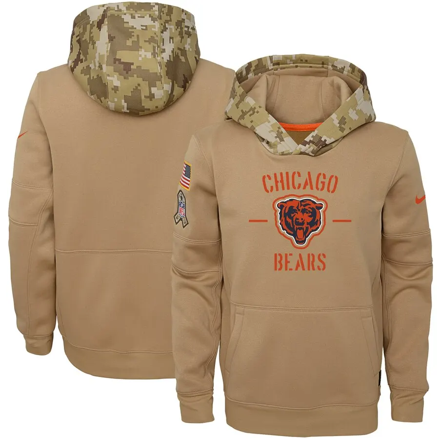 Chicago Женская Молодежная Американская Футбольная Толстовка Bears Салют для обслуживания Sideline Therma пуловер с капюшоном