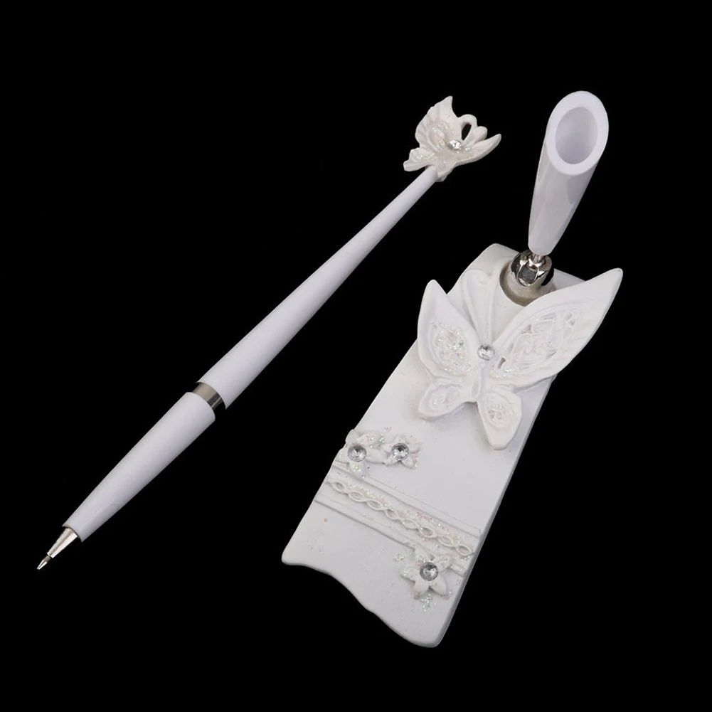 

Butterfly Signature Pen Wedding Guest Register Pen Set Bridal Resin Sign Pen Decoration Wedding Holder Set Party Supplies FPing