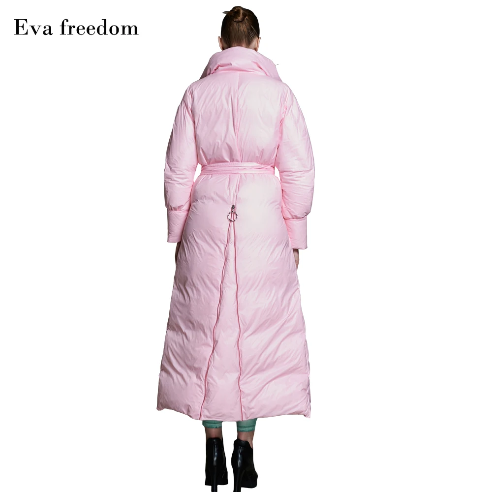 Coat women's winter white duck down new coat mid-length warm fashion loose thick down jacket black