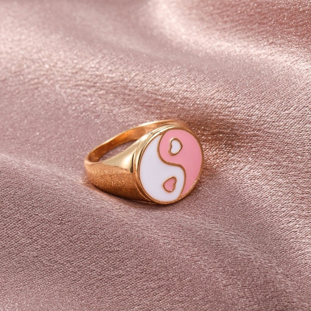 Y2K Chunky Mushroom Rings For Women Girls Vintage Gold Color Drip Oil Love Heart Clouds Flowers Rings Jewelry Gift