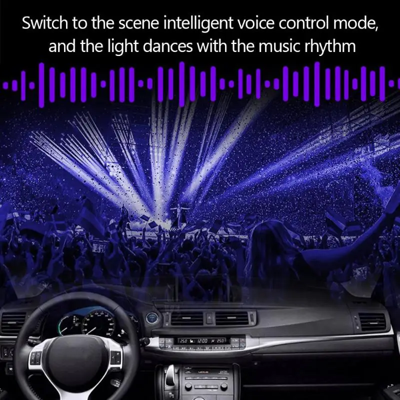 VODOOL 2/4 в 1 светодиодный светильник для салона автомобиля с USB пультом дистанционного управления/голосовым управлением, 7 цветов, напольный светильник для ног, декоративная лампа