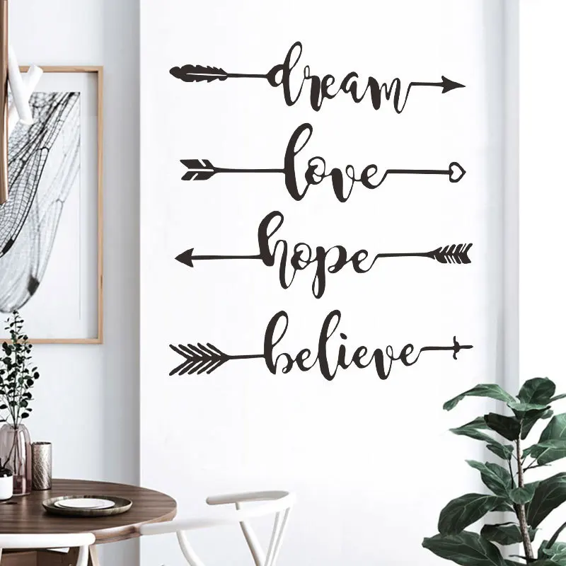 Наклейки на стену с надписью Dream Love Hope Believe art английском языке вдохновляющие