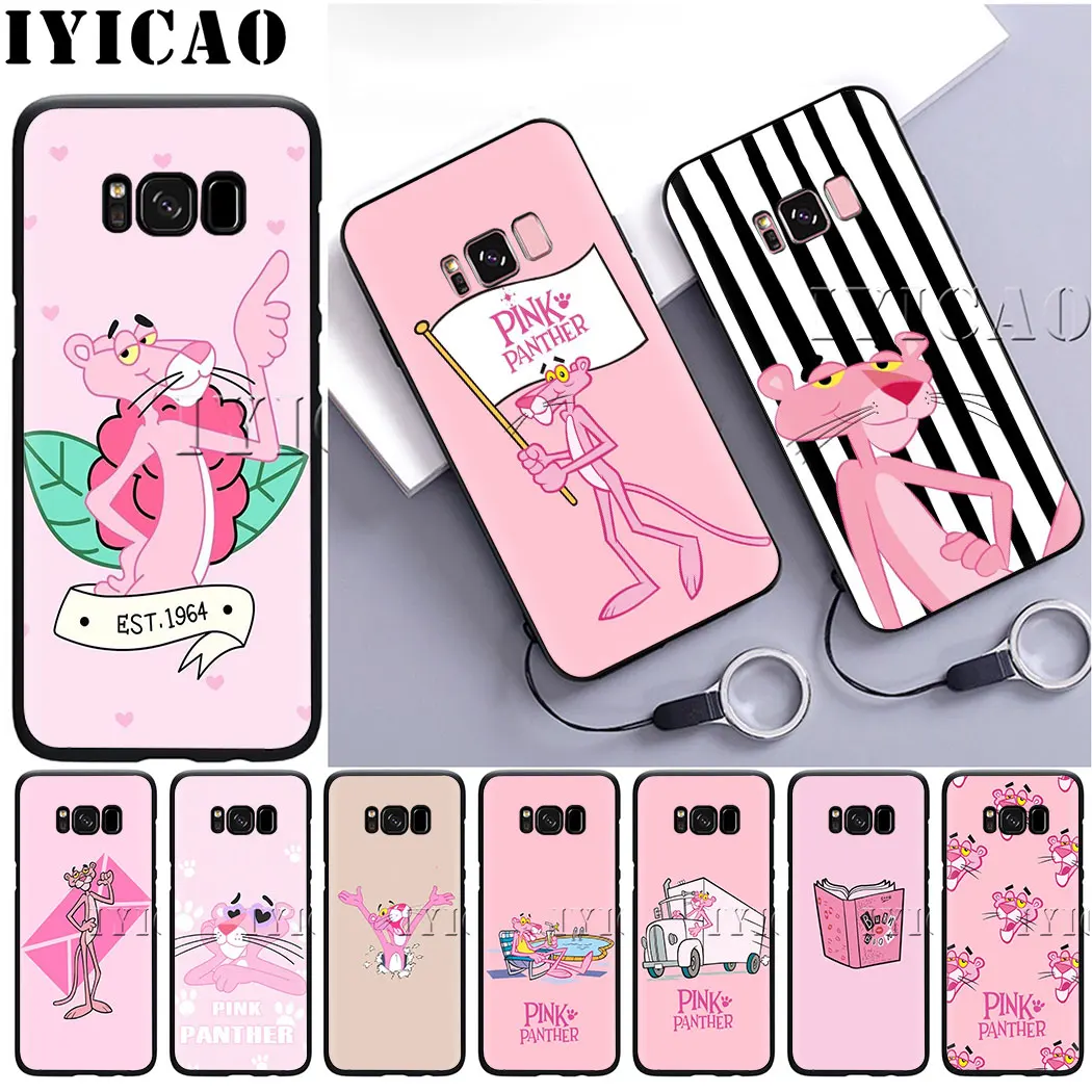 IYICAO Pink Panther Soft Silicone Case for Samsung Galaxy S6 S7 Edge S8 S9 S10 Plus S10e Note 8 9 J6 Cover |