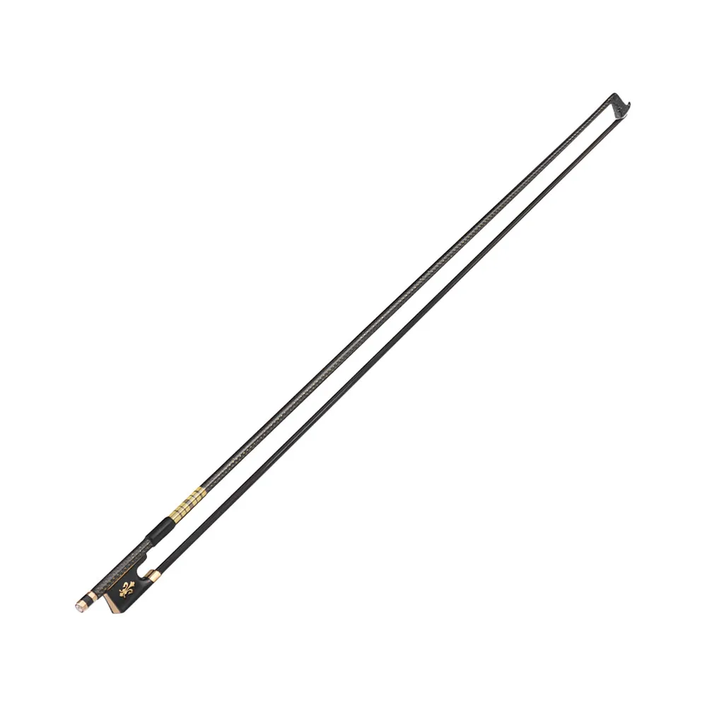 ammoon 4/4 Violin Fiddle Bow Well Balanced Golden Braided Carbon Fiber Round Stick Ebony Frog AAA Mongolia Black Horsehair