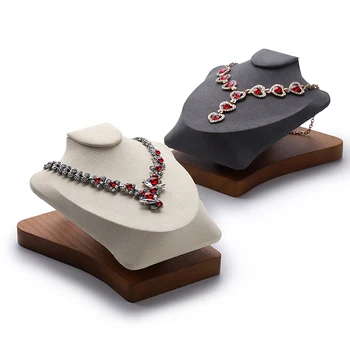 

DIGU Wholesale custom handmade leather beige mannequin display necklace stand high quality display bust