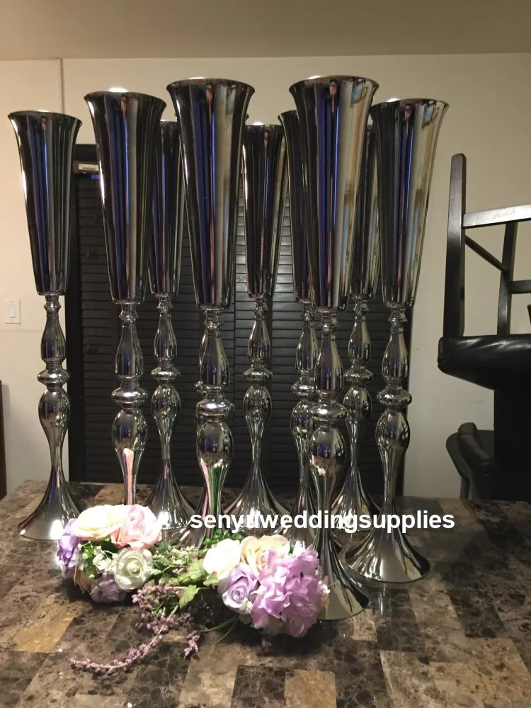 

10pcs )Candle Holders tall Metal Gold/ Silver Candelabras gold mental Candlesticks For Wedding Event Centerpieces senyu1304