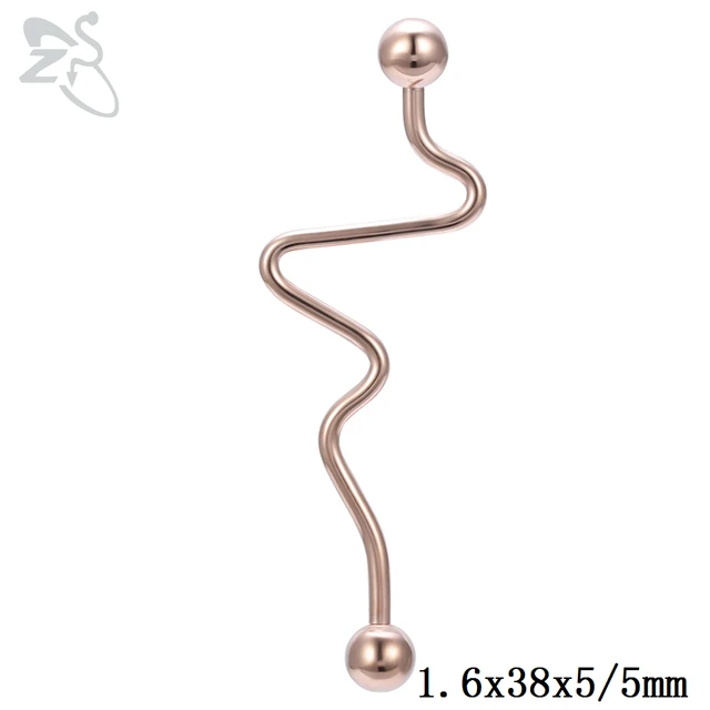 ZS 1 PC Colorful Stainless Steel Long Industrial Barbell Ring For Women Men 14g Snake Ear Tragus Helix Ear Piercing Body Jewelry Style 10