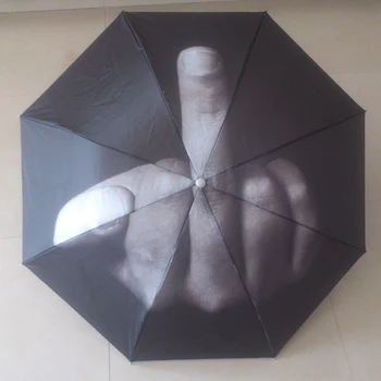 

Personality Black Middle Finger Umbrellas Cool Middle Finger Umbrella Rain Women Umbrella Men Windproof Folding Parasol